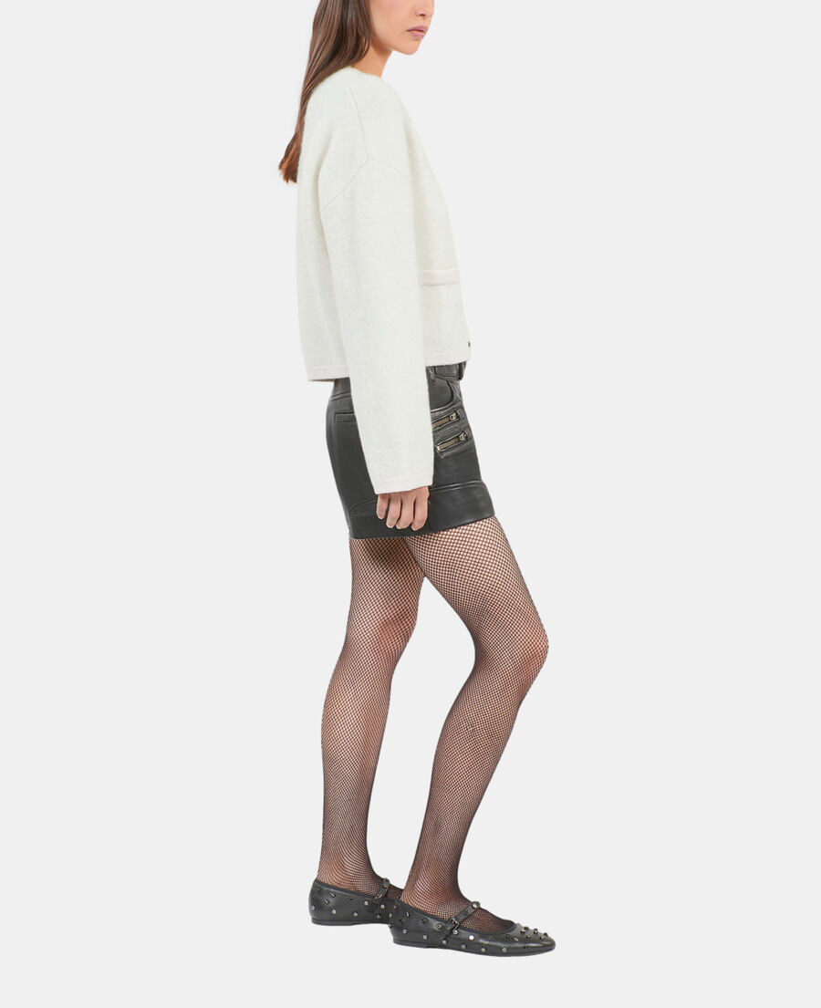 The Kooples DAMEN ECRU ecrufarbener cardigan aus wolle und alpaka