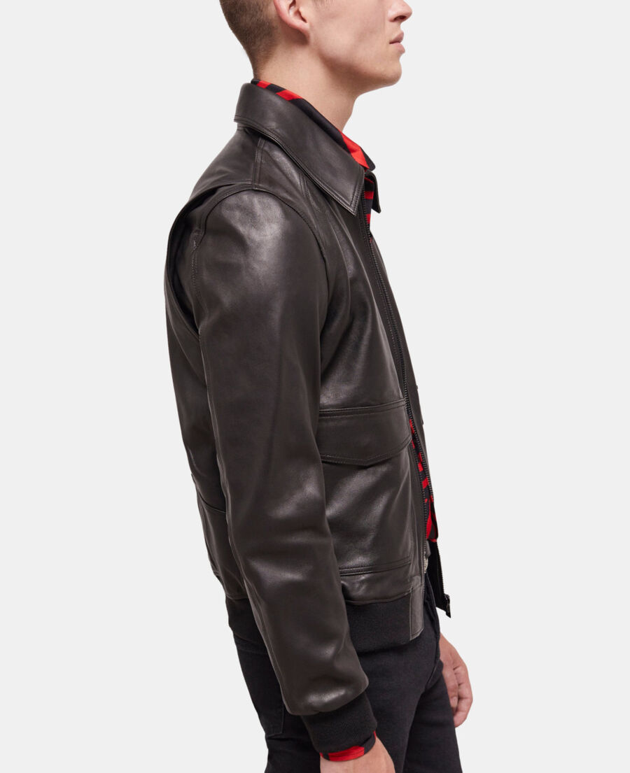 black leather jacket