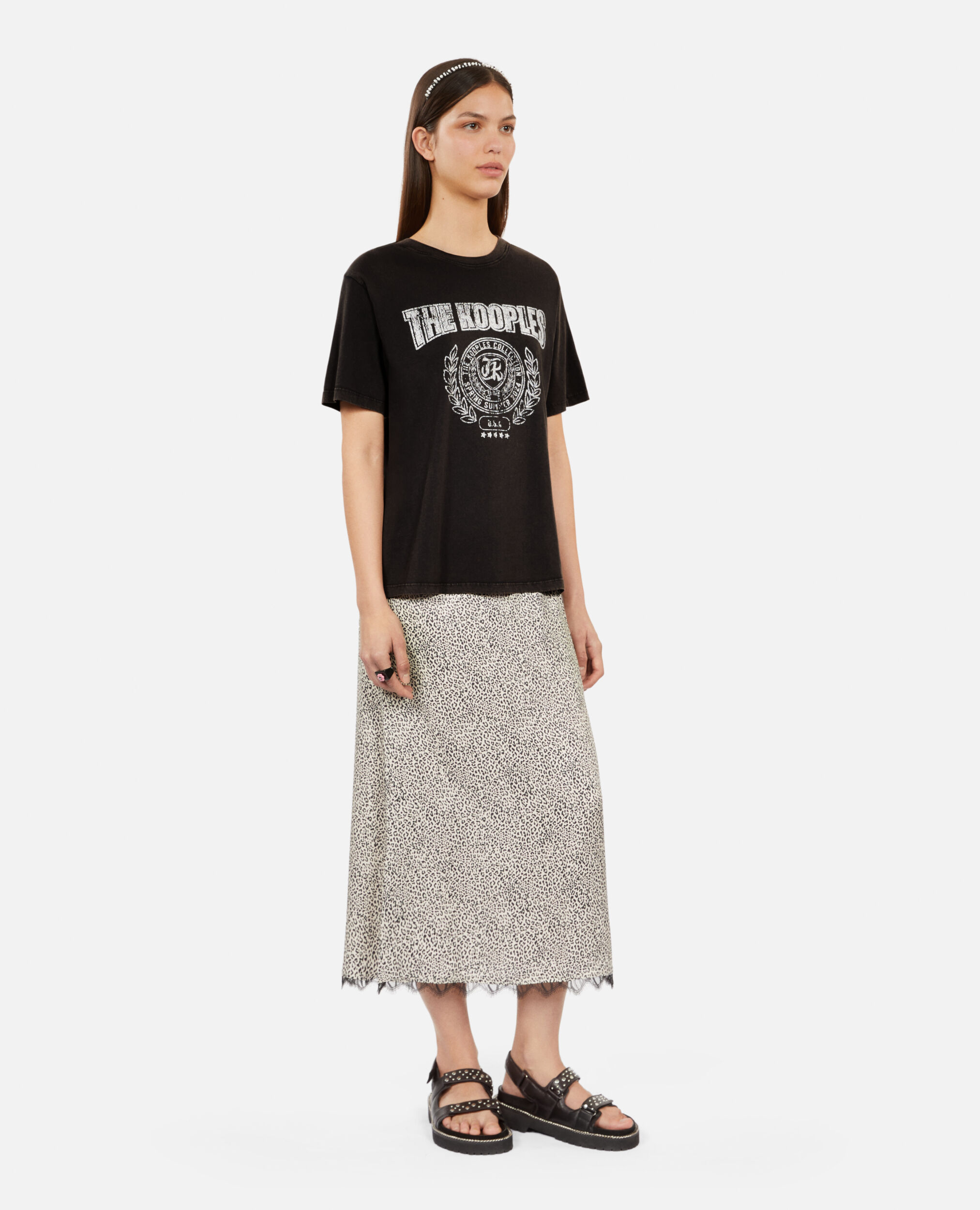 T-shirt gris carbone avec sérigraphie Blason, CARBONE, hi-res image number null