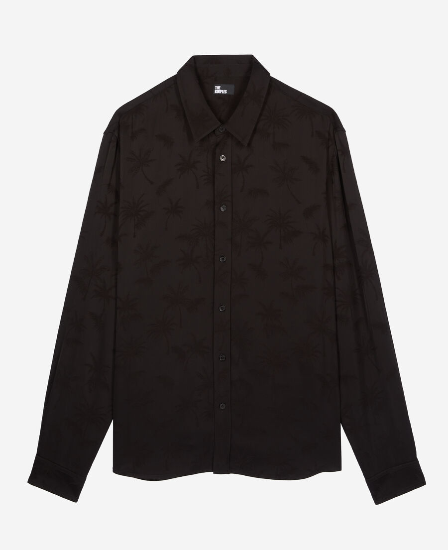 The Kooples H BLACK black jacquard shirt with palm trees