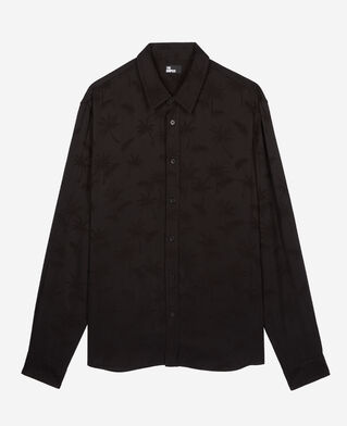 The Kooples H BLACK black jacquard shirt with palm trees