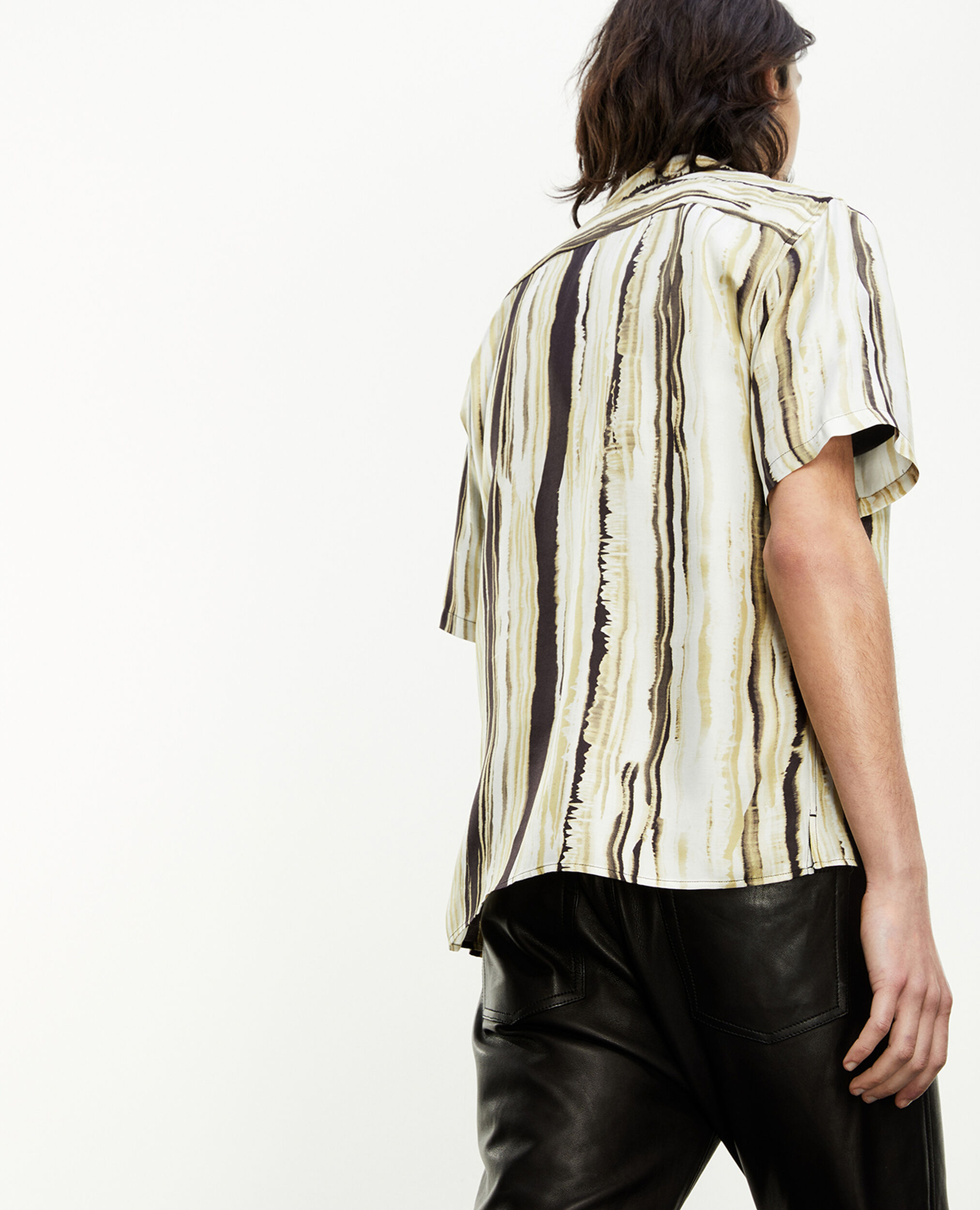 Black - yellow Hawaiian-collar shirt, BLACK / YELLOW / WHITE, hi-res image number null