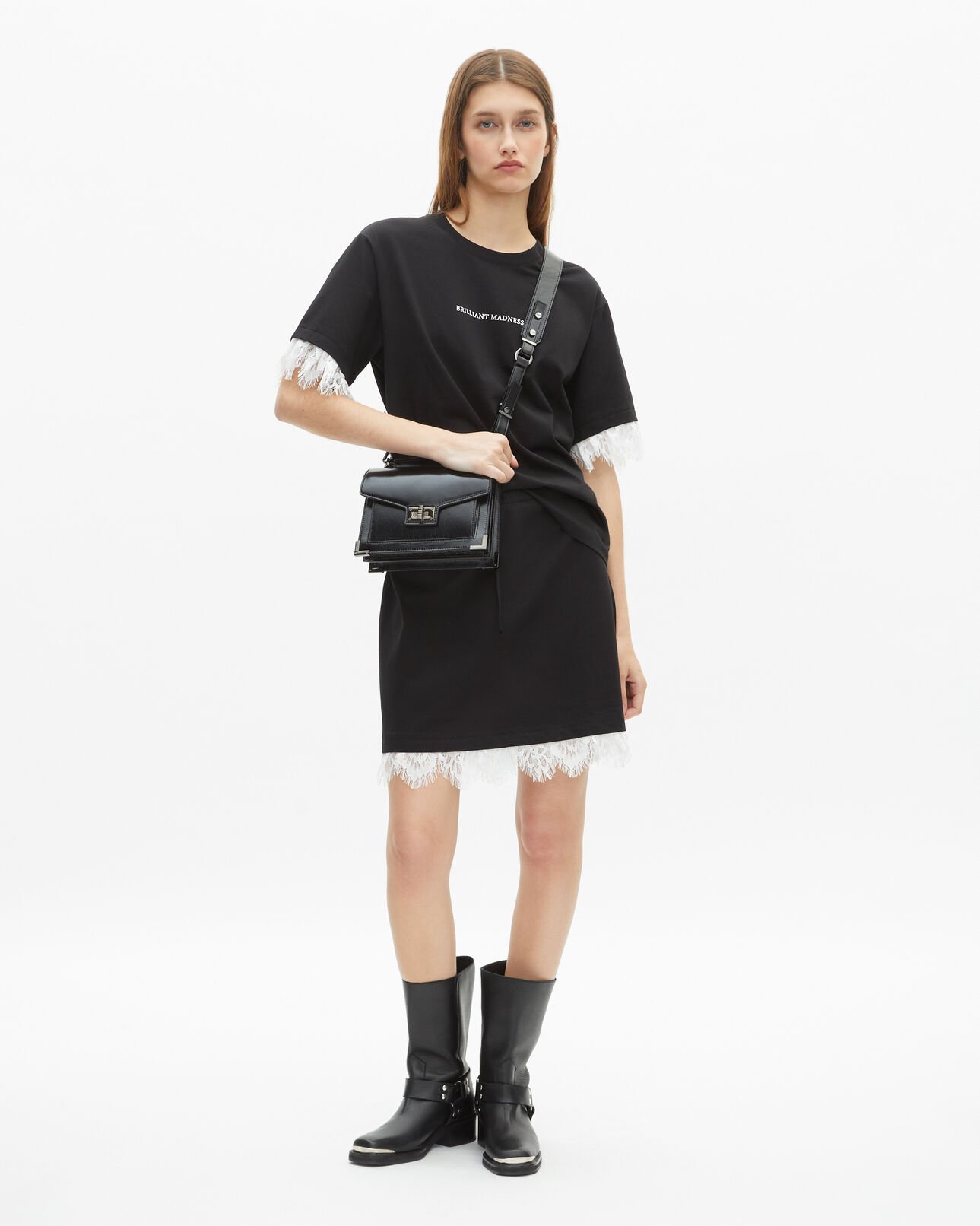 The Kooples F BLACK short skirt with black lace