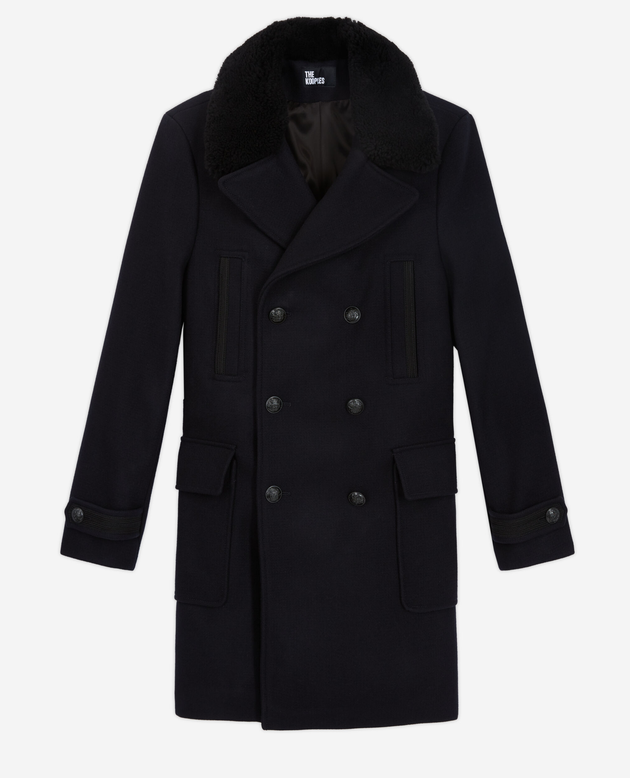 Sumissura Blue Wool Coat with Hidden Buttons