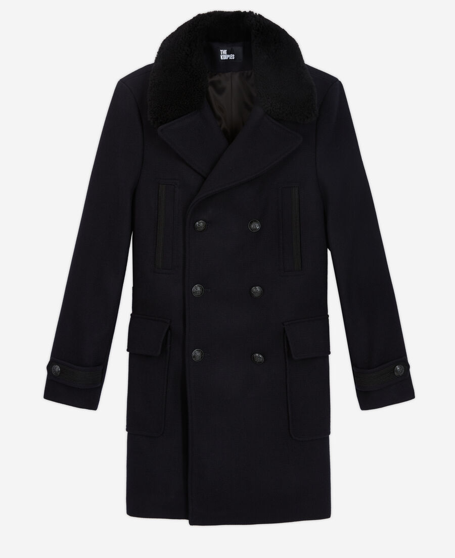 navy blue wool coat