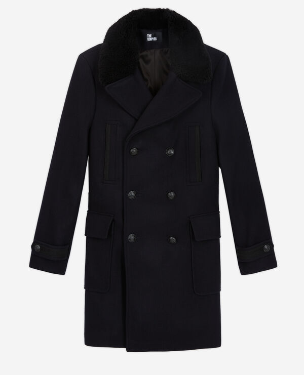 navy blue wool coat