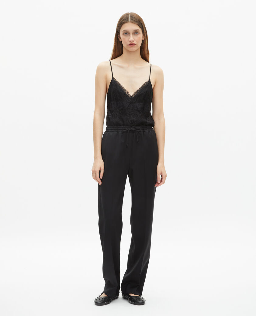 The Kooples FEMME BLACK pantalon droit en laine noir