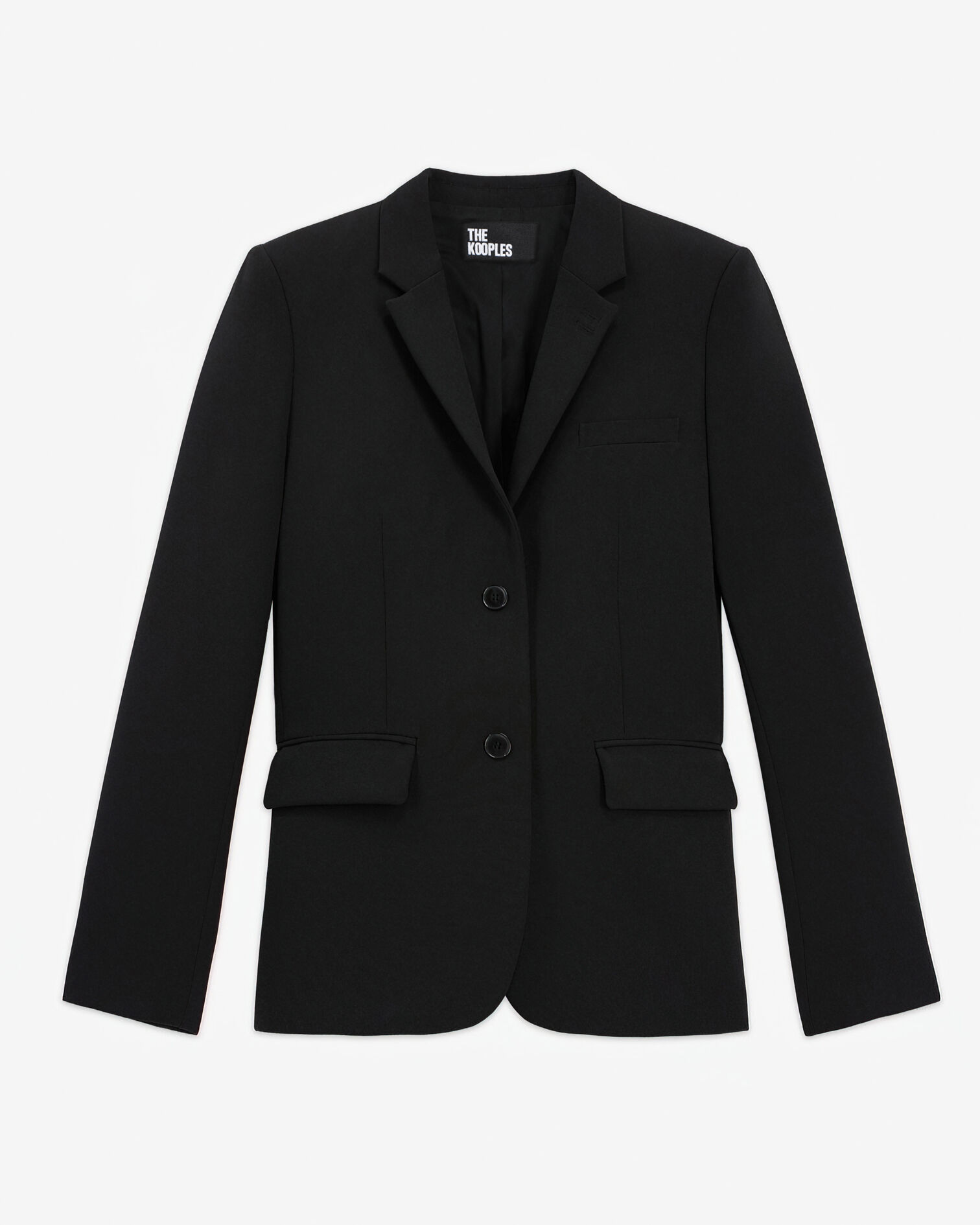 Black crêpe suit jacket structured shape, BLACK, hi-res image number null