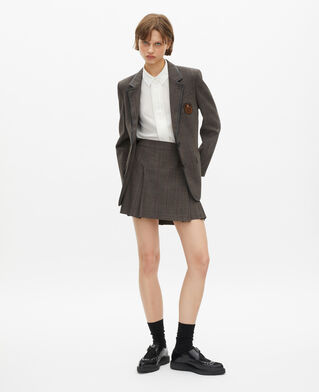 The Kooples FEMME BROWN veste prince de galles en laine marron