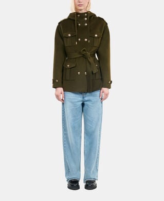 The Kooples WOMEN KAKI khaki officer-style wool blend jacket