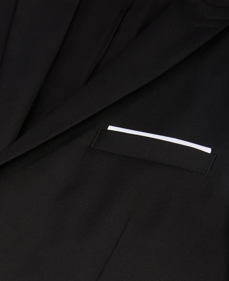 The Kooples HOMME BLACK veste de costume à pochette en laine noire 