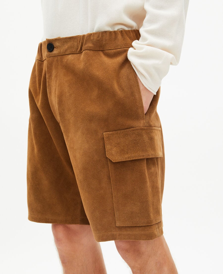 The Kooples MEN CAMEL camel suede shorts