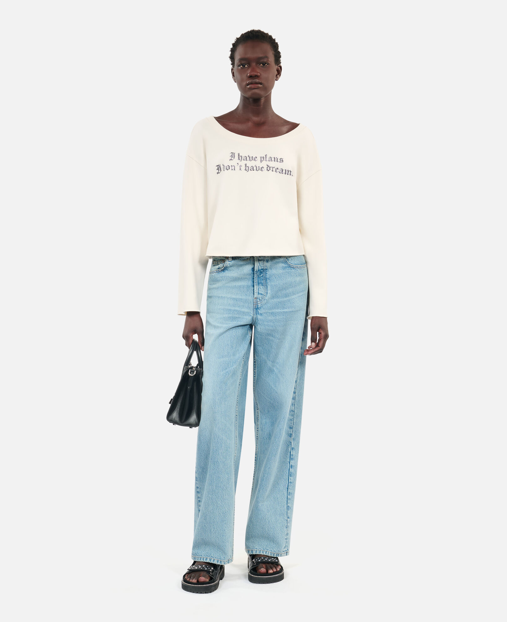 The Kooples F ECRU ecru i have plans serigraphy sweatshirt