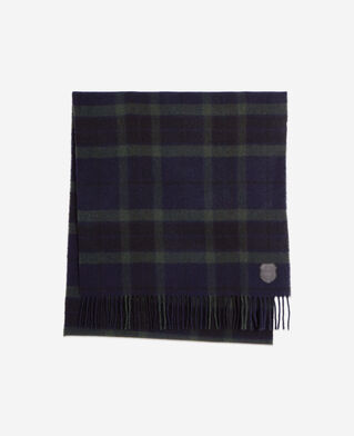The Kooples M GREEN NAVY checked wool scarf