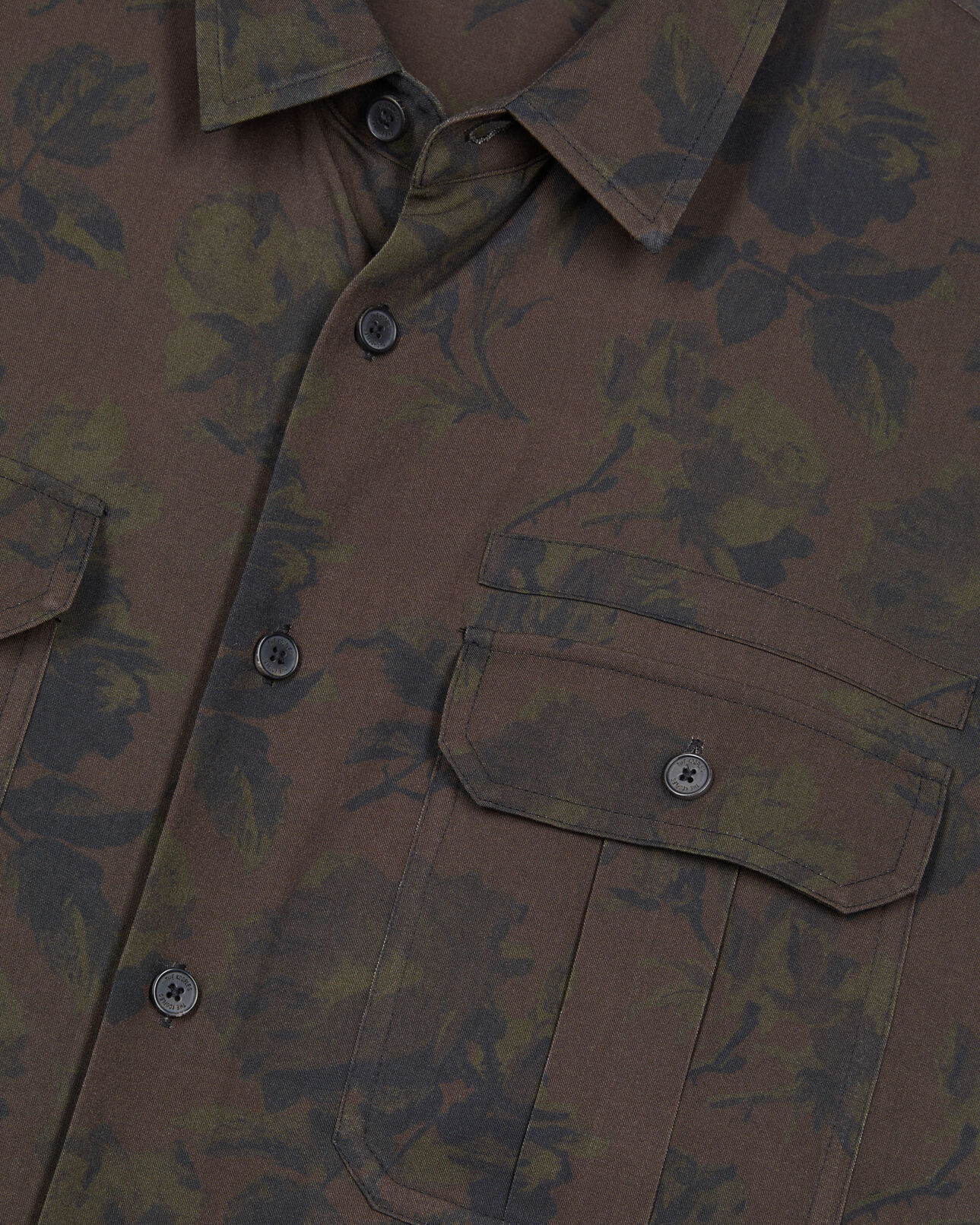 The Kooples MEN DARK BROWN brown floral print shirt