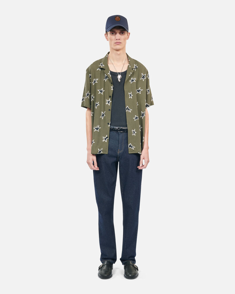 The Kooples MEN KAKI BLACK short-sleeved star printed shirt