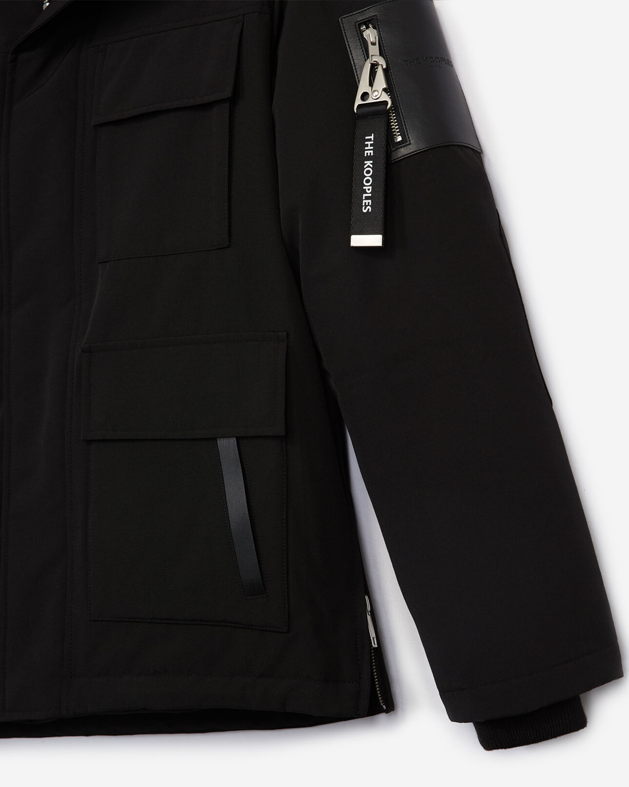 The Kooples HOMME BLACK parka longue noire à capuche  fourrure