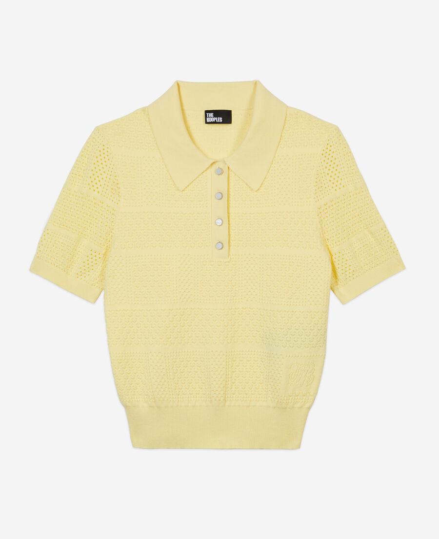 camisa polo amarillo claro punto calado