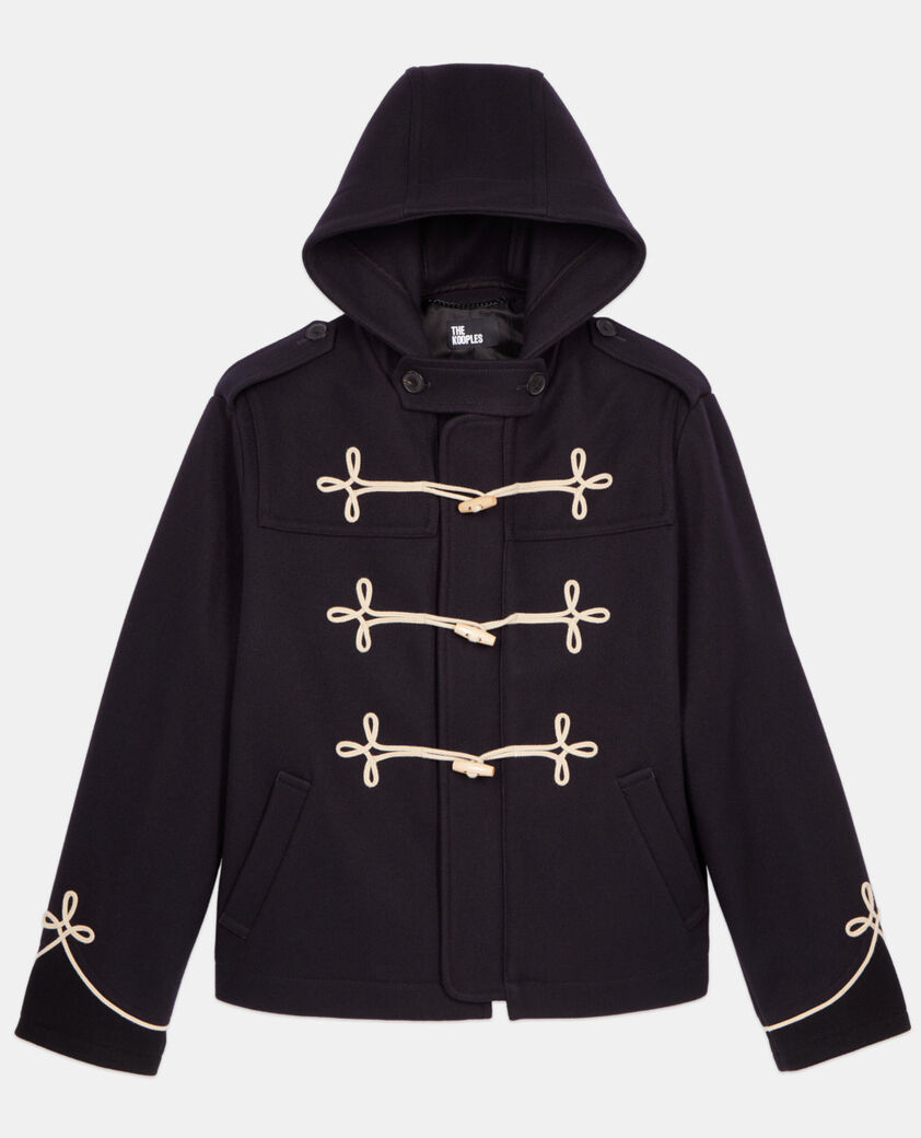 The Kooples HOMME DARK NAVY caban court à capuche bleu marine