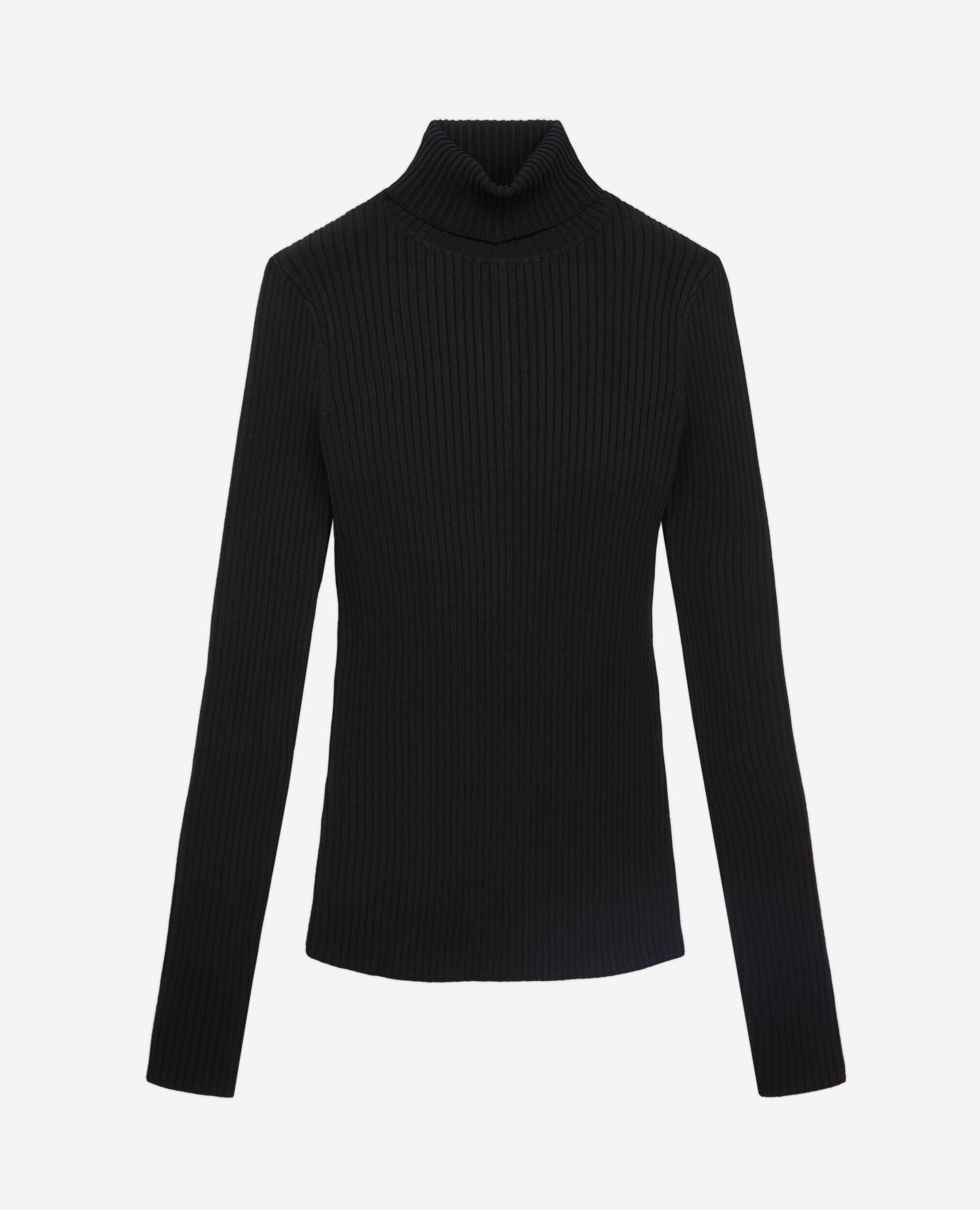 Jersey negro punto fino acanalado, BLACK, hi-res image number null