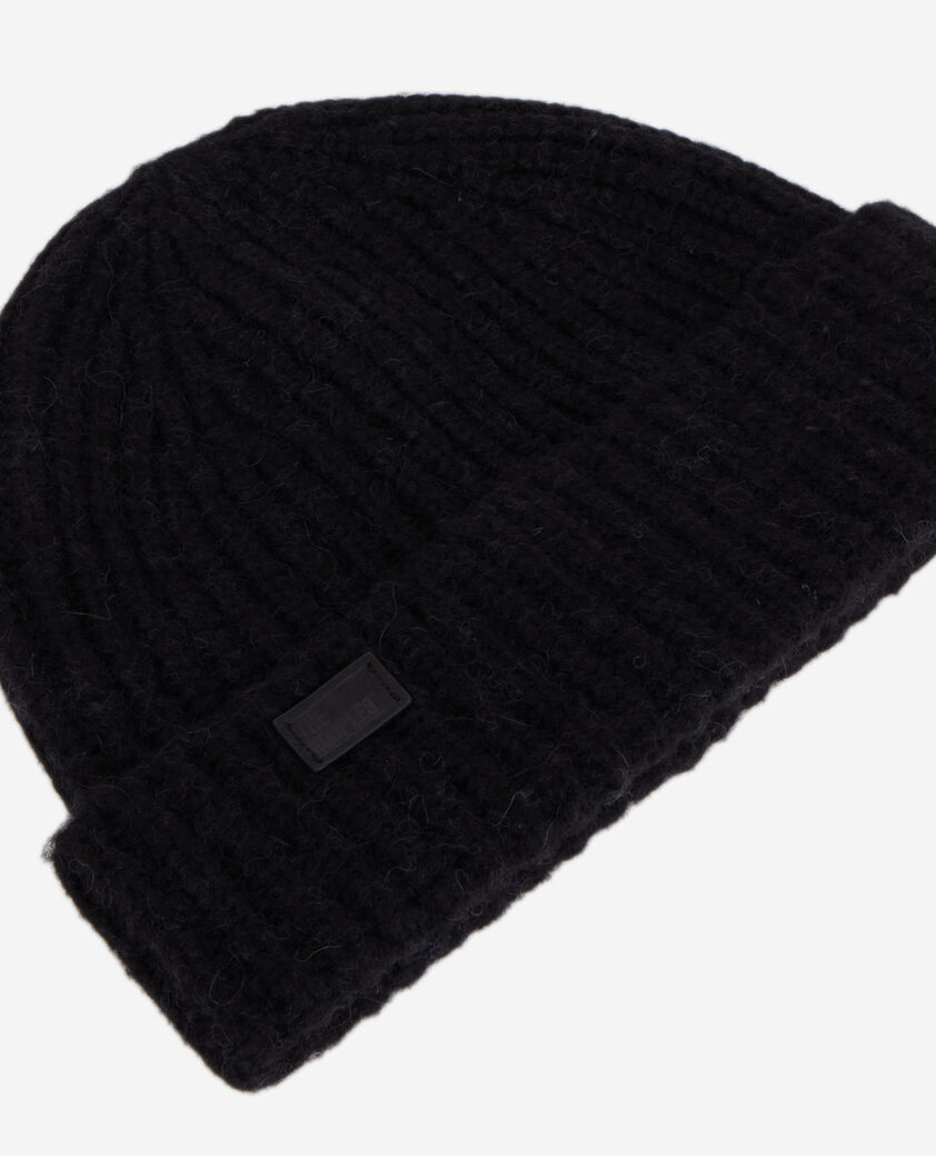 The Kooples WOMEN BLACK black ribbed wool-blend beanie