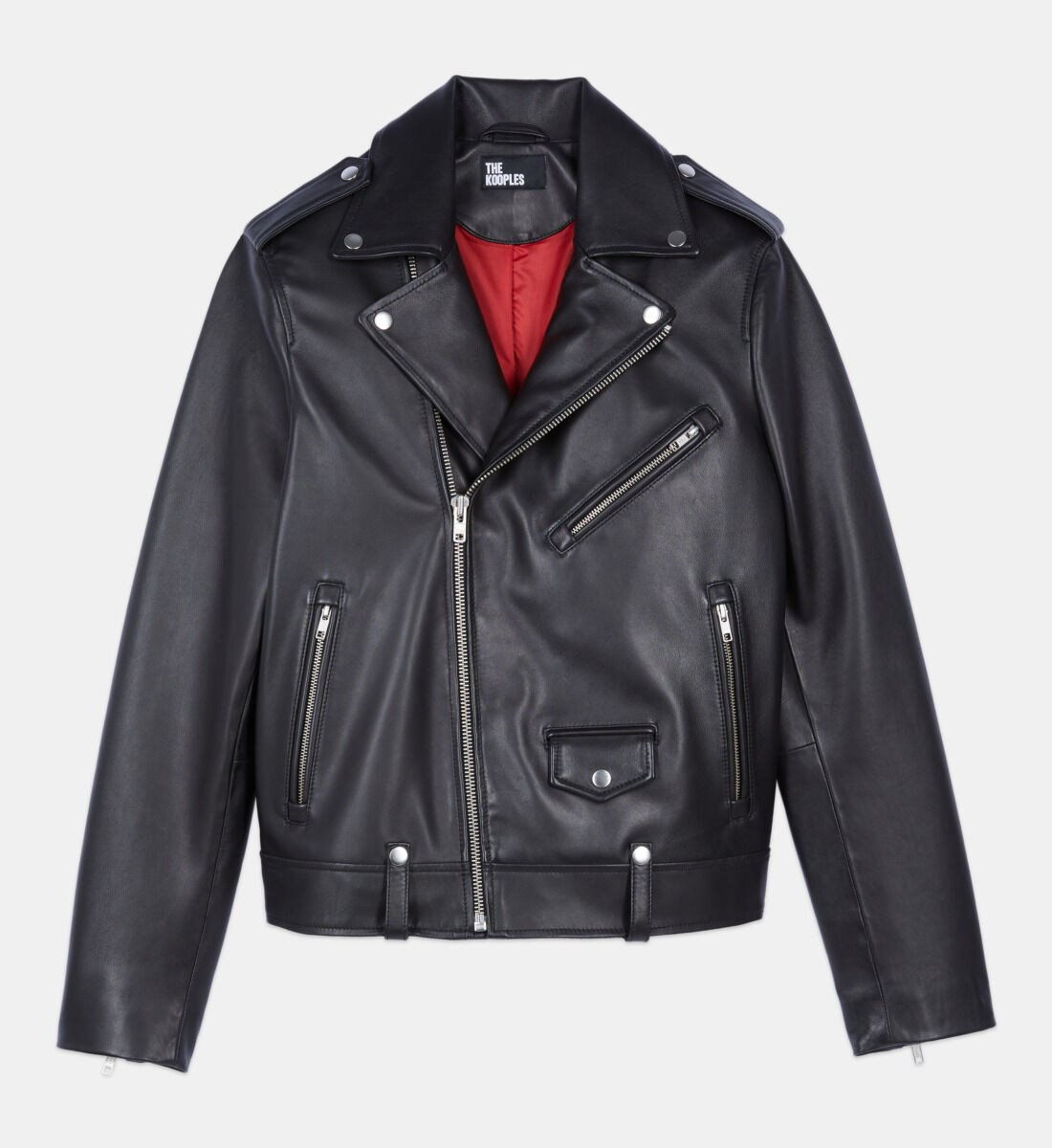 Black leather biker jacket | The Kooples US