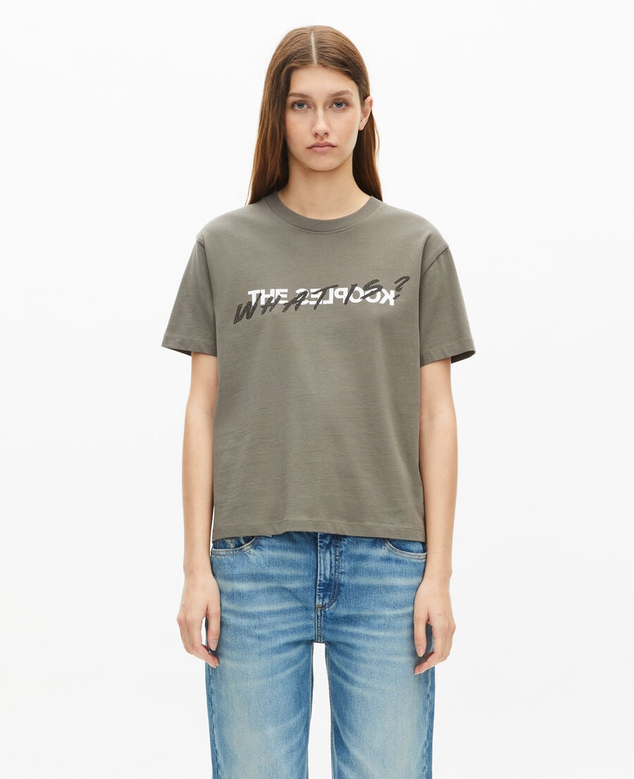 The Kooples WOMEN OLIVE KAKI khaki what is t-shirt