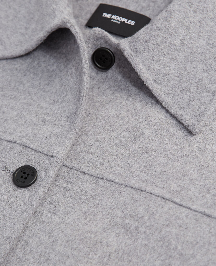 double-faced wool light gray collar jacket