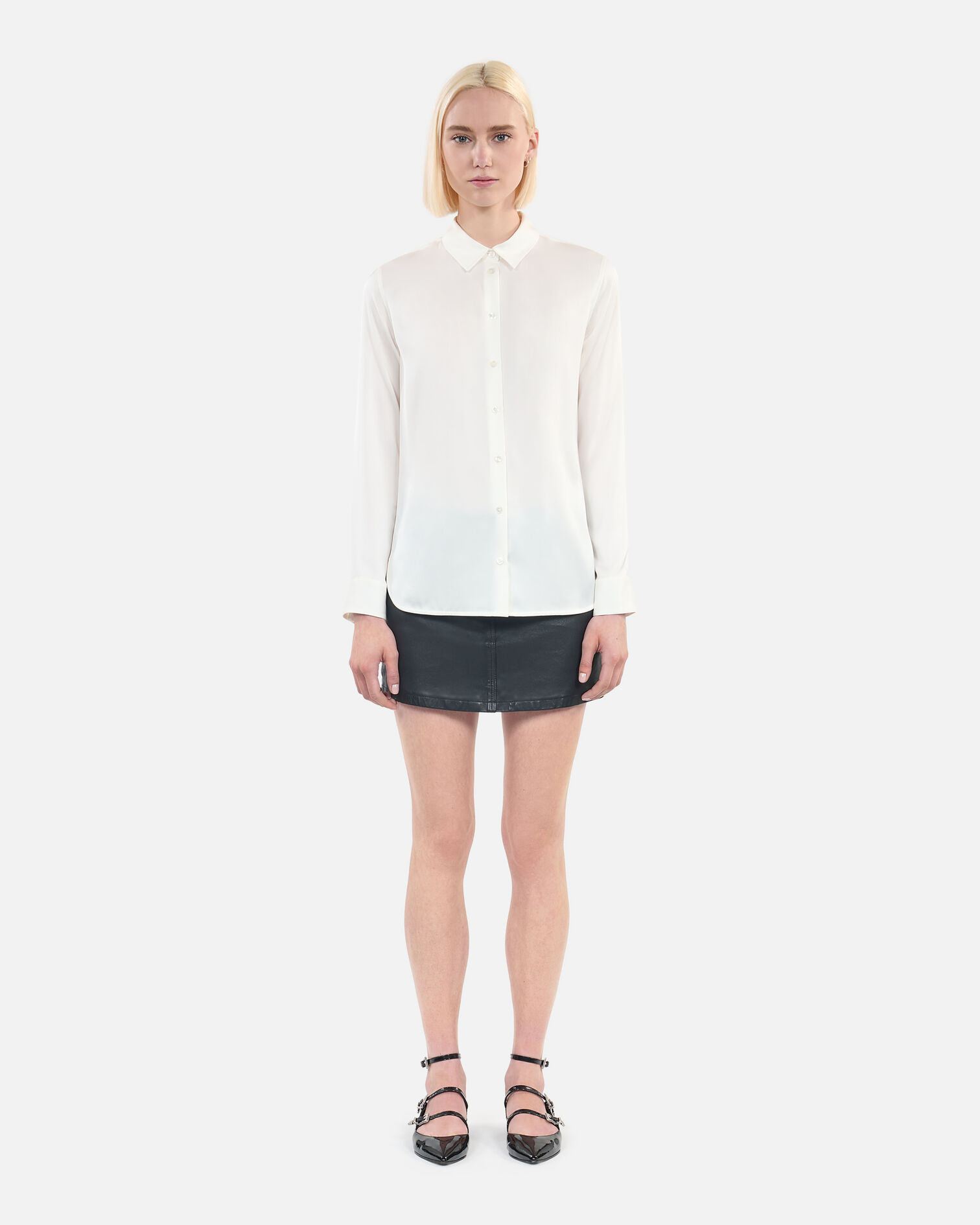 Chemise en soie blanche, WHITE, hi-res image number null