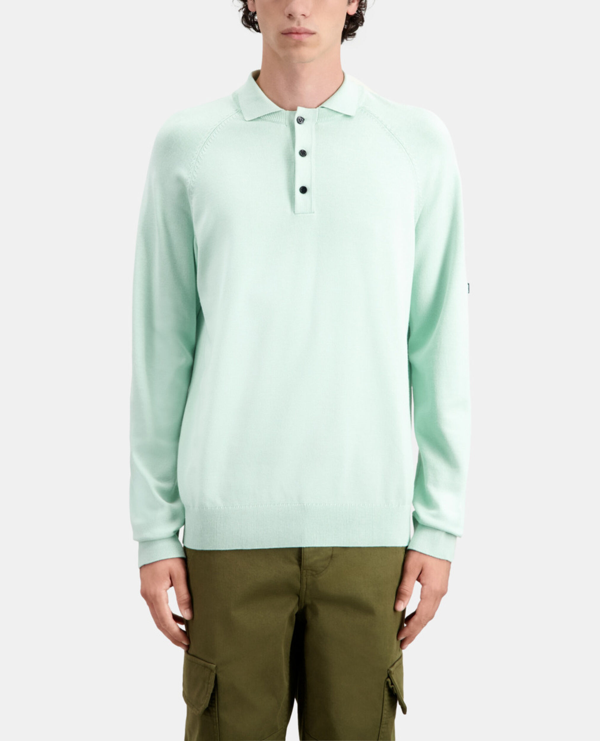 Green knit polo t-shirt, OCEAN, hi-res image number null