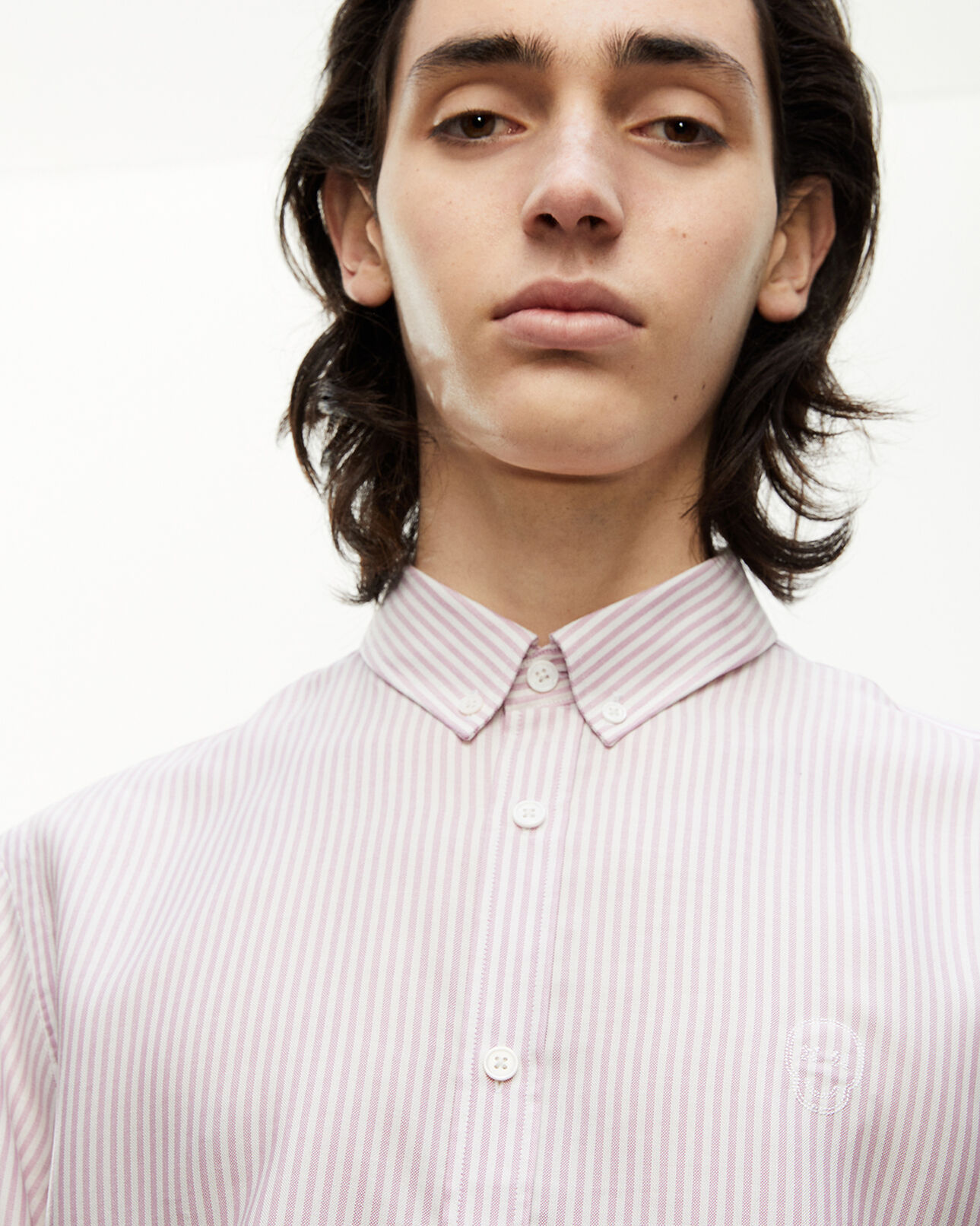 The Kooples MEN WHITE PINK flowing white and pink shirt with motif