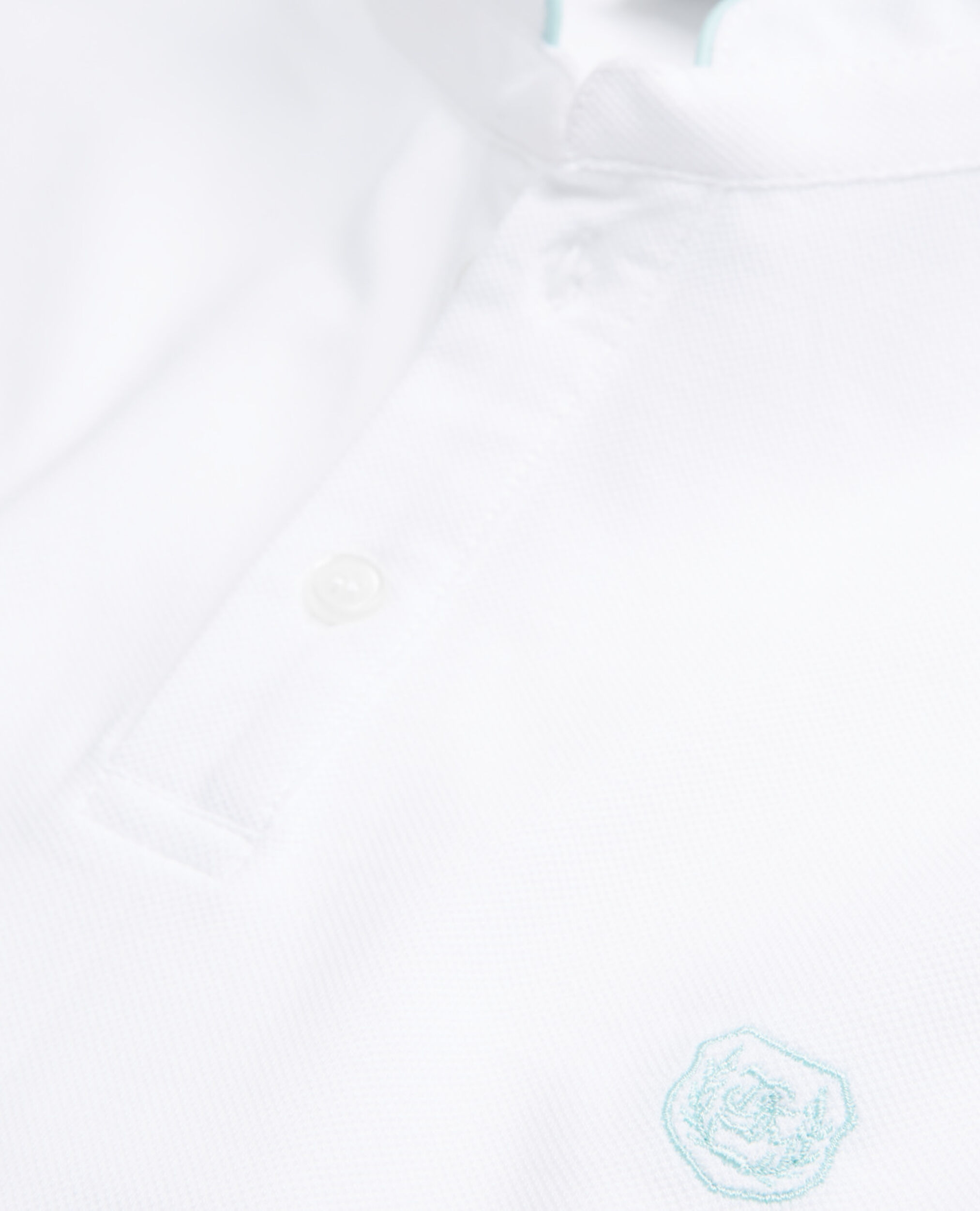 Embroidered white polo w/ buttoned officer collar, WHITE / GREY, hi-res image number null