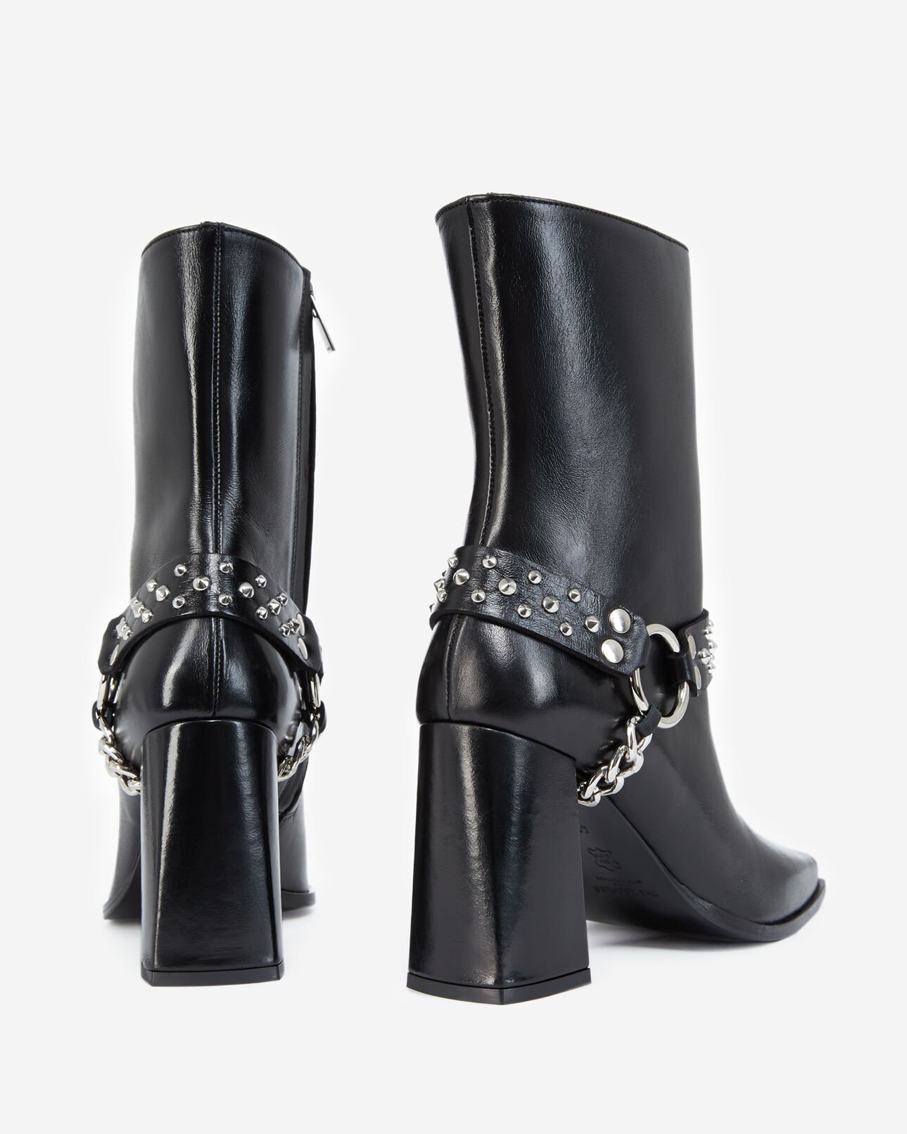 The Kooples FEMME BLACK boots noires talons cuir bijou amovible