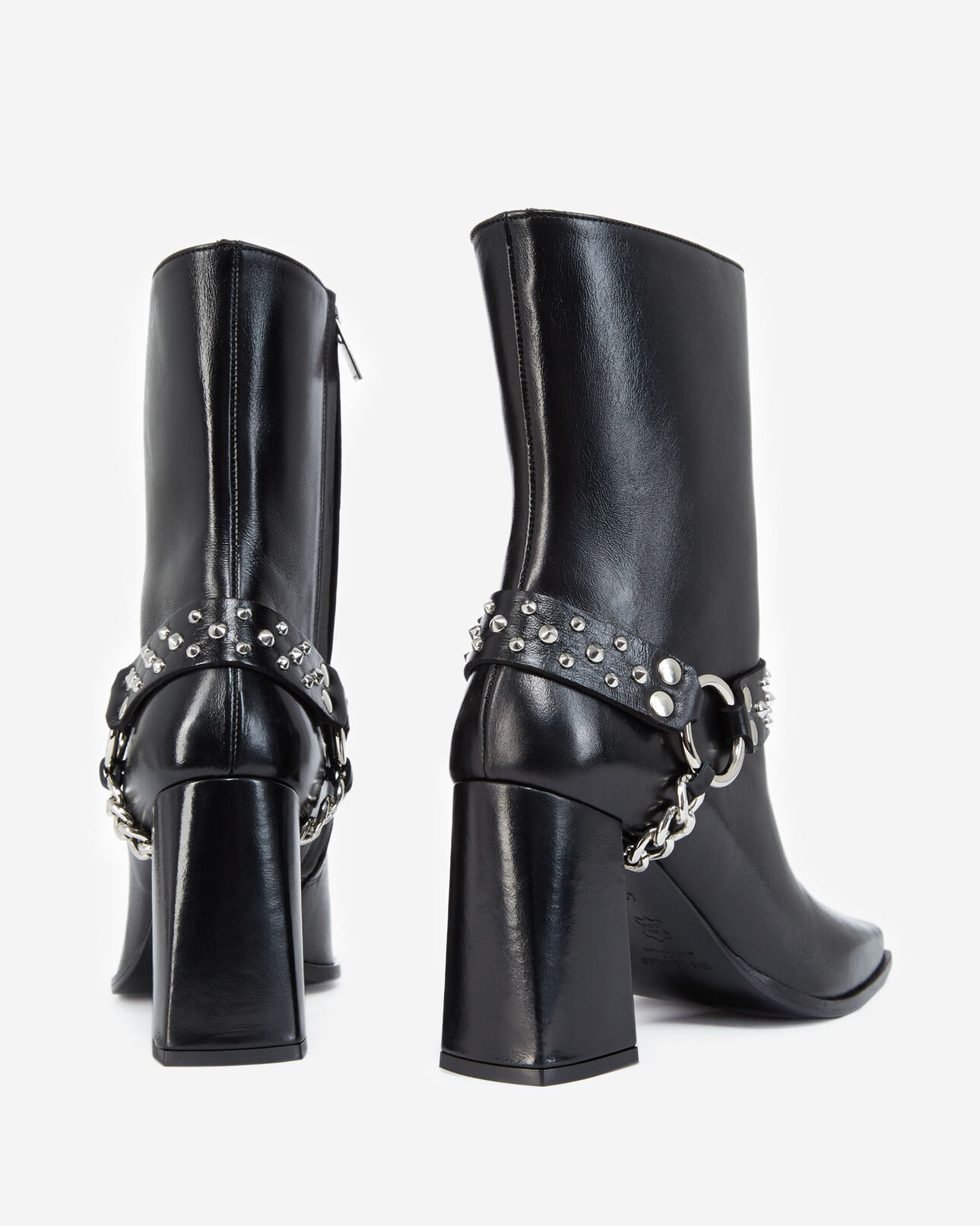 The Kooples FEMME BLACK boots noires talons cuir bijou amovible