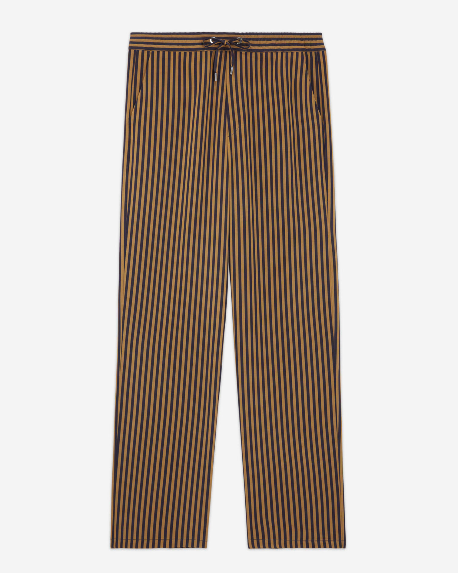 Pantalon bleu fluide jambe droite rayé, NAVY / BROWN, hi-res image number null
