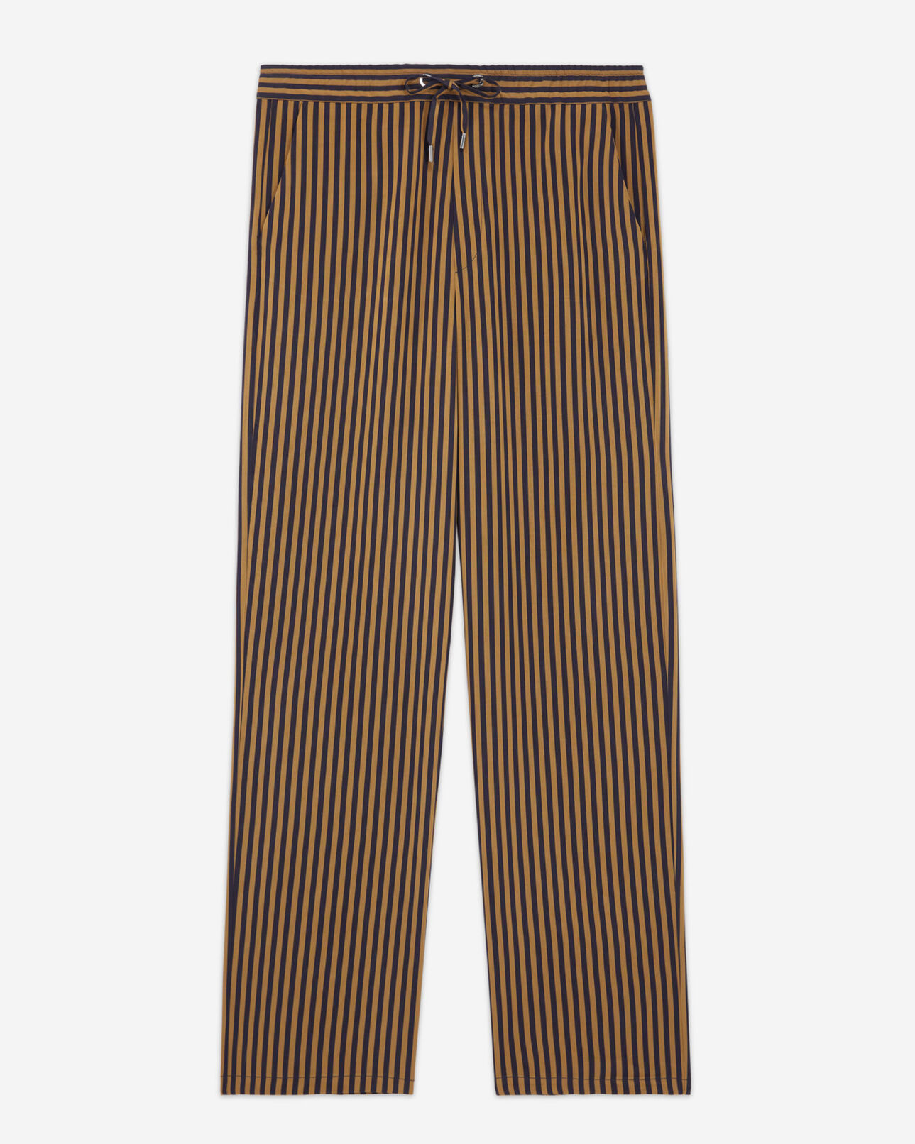The Kooples HOMME NAVY / BROWN pantalon bleu fluide jambe droite rayé