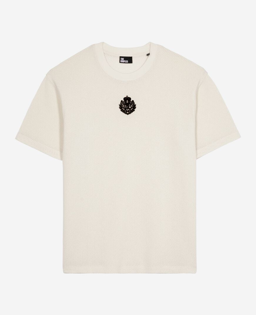 The Kooples WOMEN ECRU t-shirt with ecru honeycomb crest