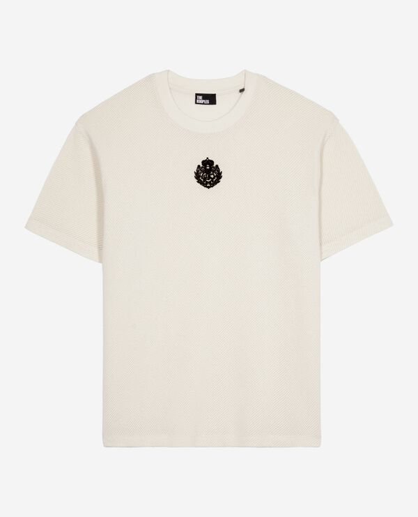 The Kooples WOMEN ECRU t-shirt with ecru honeycomb crest