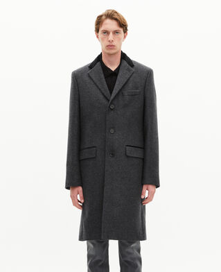 The Kooples HOMME ANTHRACITE manteau long en laine gris anthracite