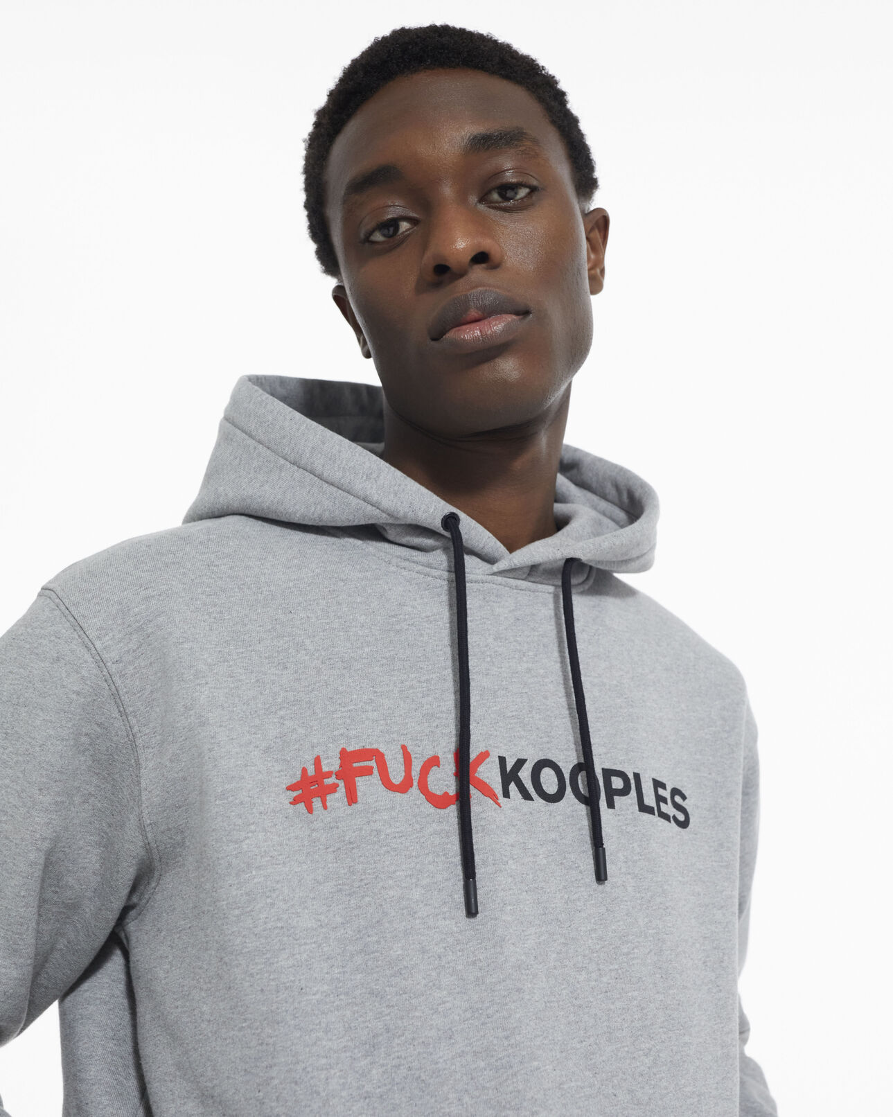 The Kooples MEN GREY MELANGE gray sweatshirt with logo