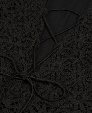 The Kooples FEMME BLACK robe longue en guipure noire