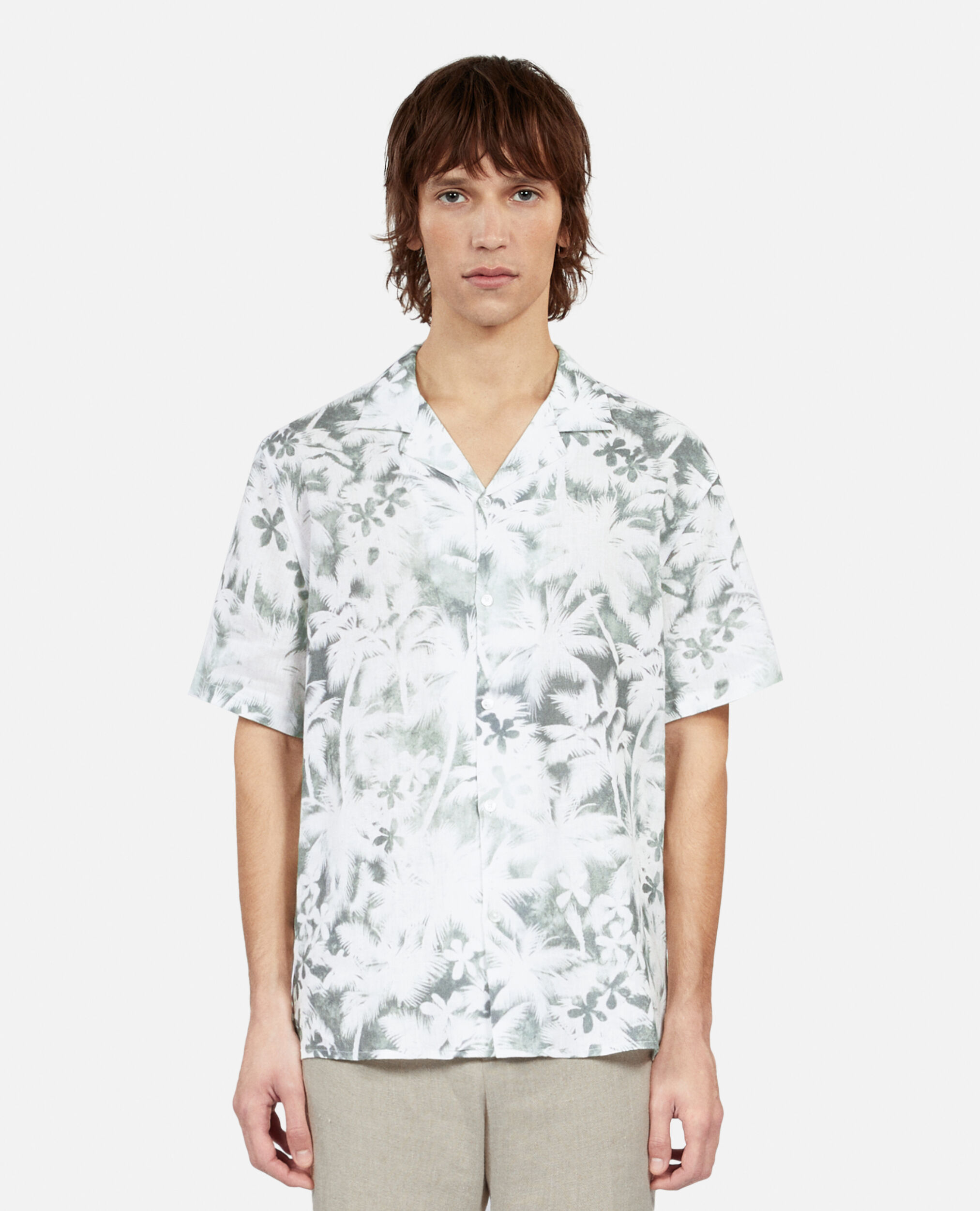 Kurzärmeliges Hemd mit Print, WHITE - KAKI, hi-res image number null