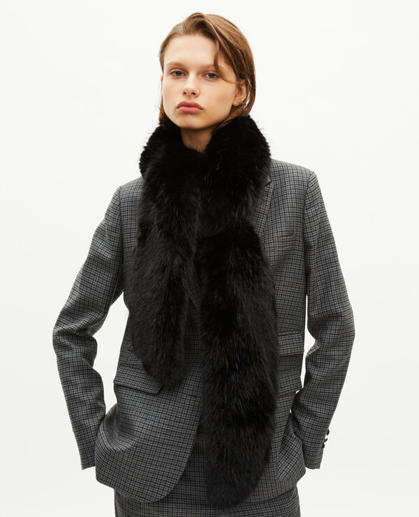 Col effet fourrure noir femme The Kooples