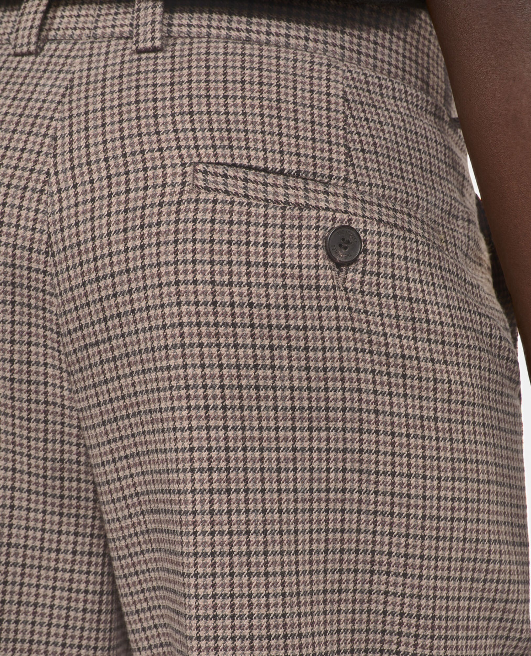 Pantalon tailleur droit pied de poule beige, BEIGE-BROWN, hi-res image number null