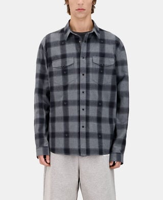 The Kooples HOMME BLACK GREY chemise à carreaux avec têtes de mort gris