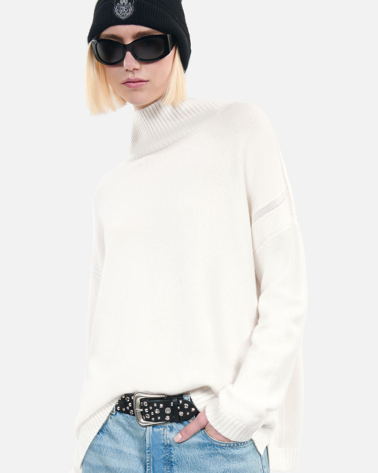 The Kooples FEMME ECRU pull en cachemire écru