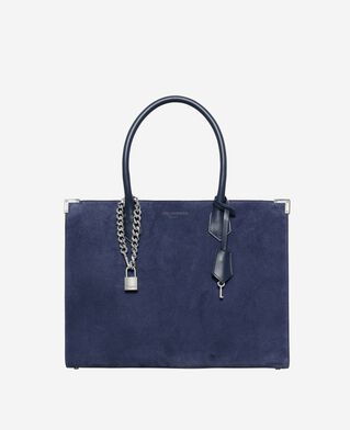 The Kooples WOMEN NAVY ming l tote bag in navy suede