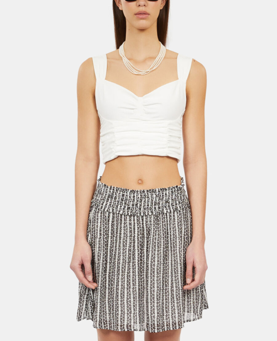 The Kooples FEMME ECRU top court avec drap&eacute; &eacute;cru