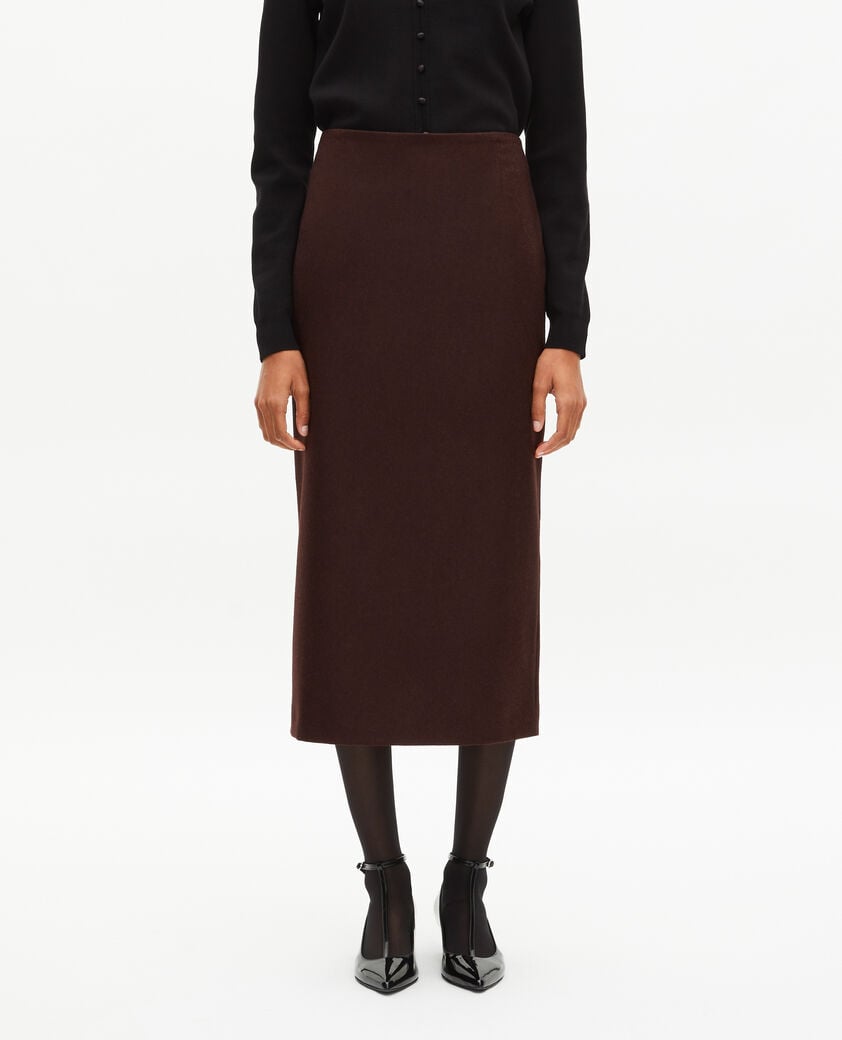 The Kooples FEMME BROWN jupe longue crayon marron