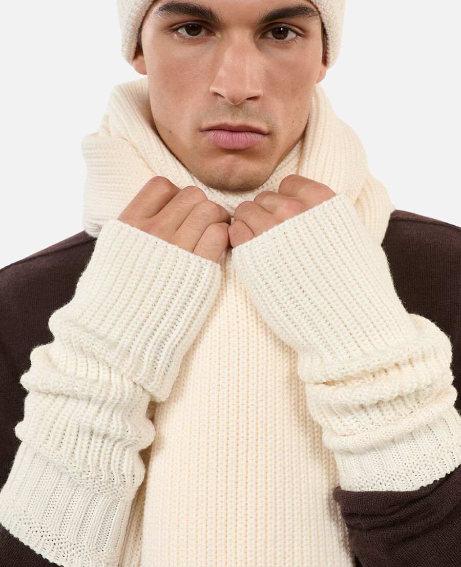 The Kooples DAMEN ECRU ecrufarbene halbhandschuhe aus wolle